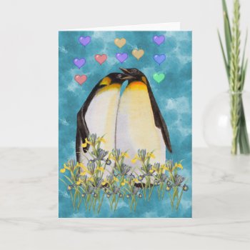 Valentine's Day Penguins Holiday Card by orsobear at Zazzle