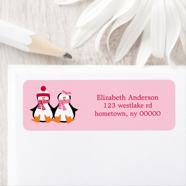 Valentines Day Penguins Label (Insitu)