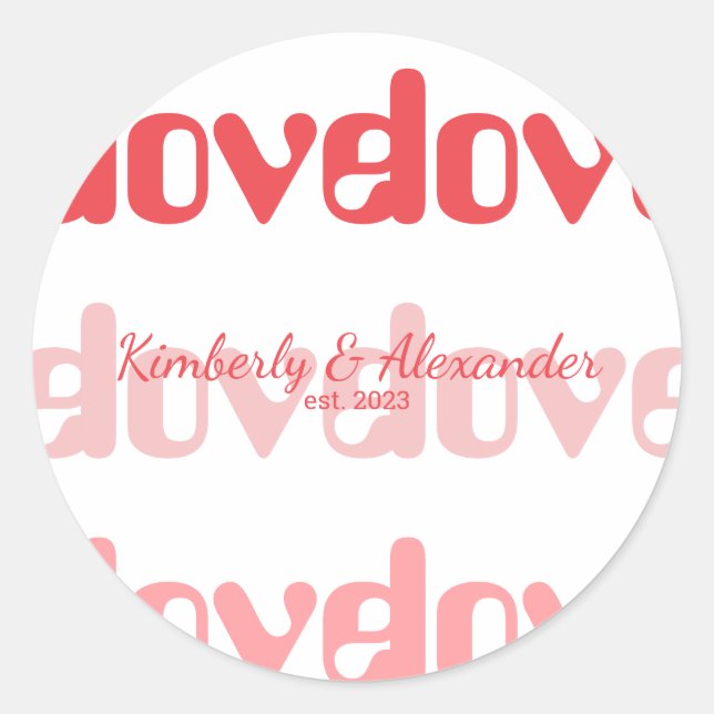 Valentine's Day Personalized Couple Classic Round Sticker (Front)