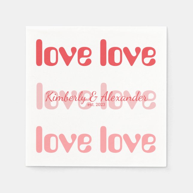 Valentine's Day Personalized Couple Napkins (Front)