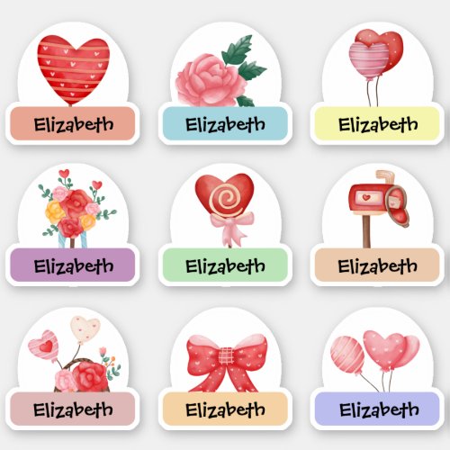 Valentines Day Personalized Name Sticker Pack