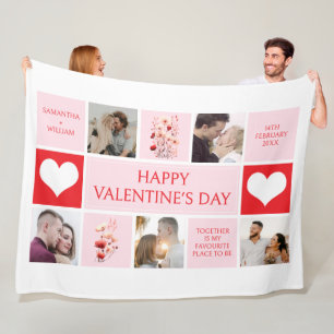 Valentines Day Personalized Photo Collage Fleece Blanket