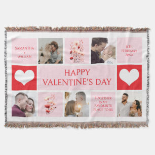Valentines Day Personalized Photo Collage  Throw Blanket
