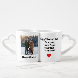 Valentine's Day Personalized Photo & Name Couple Coffee Mug Set