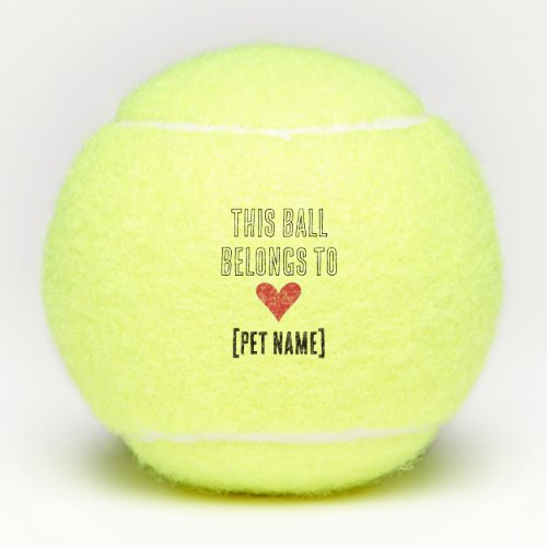 Valentines Day Personalized Red Heart Dog Tennis Balls