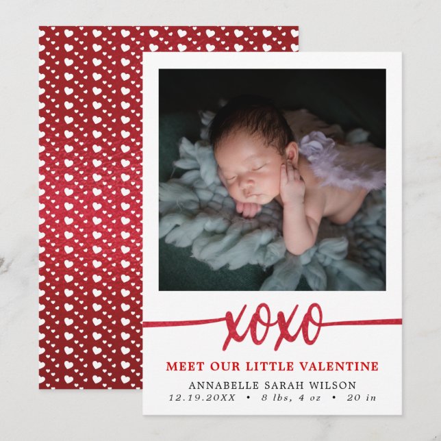 Valentine's Day Photo Birth  Announcement (Front/Back)