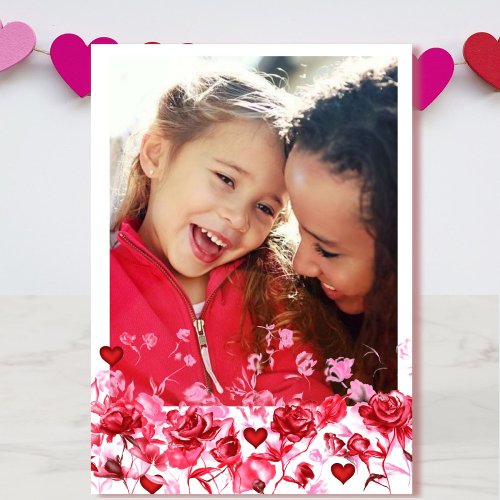 Valentines Day Photo Card for Mommy Roses Hearts