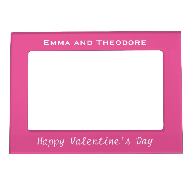 Valentine's Day Photo Modern Pink Create Your Own Magnetic Frame (Front)
