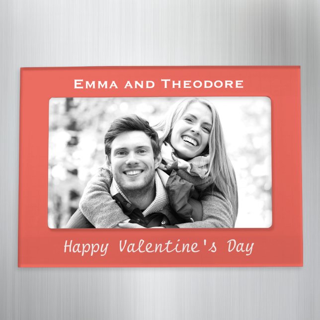 Valentine's Day Photo Modern Red Simple Minimal Magnetic Frame (Put yourselves in the picture this Valentine's Day with this romantic red magnetic photo frame)