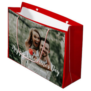 Valentine's Day Photo Red Custom Large Gift Bag