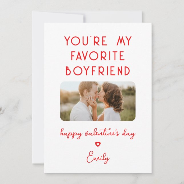 Valentine's Day Photo You're My Favorite Boyfriend Holiday Card (Front)