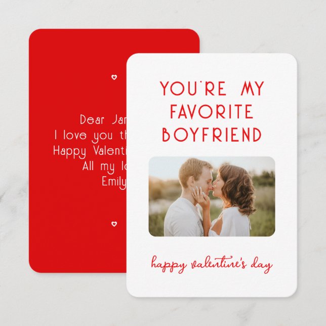Valentine's Day Photo You're My Favorite Boyfriend Note Card (Front/Back)