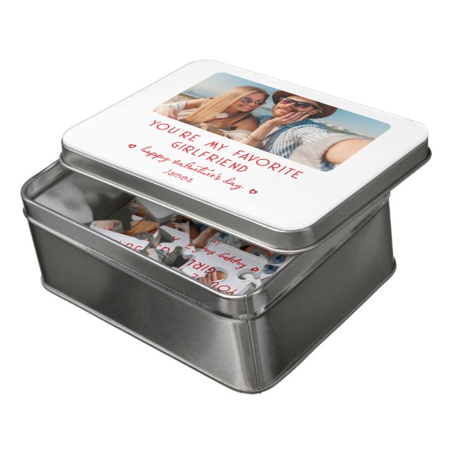 Valentines Day Photo You're My Favorite Girlfriend Jigsaw Puzzle (Lid Open)