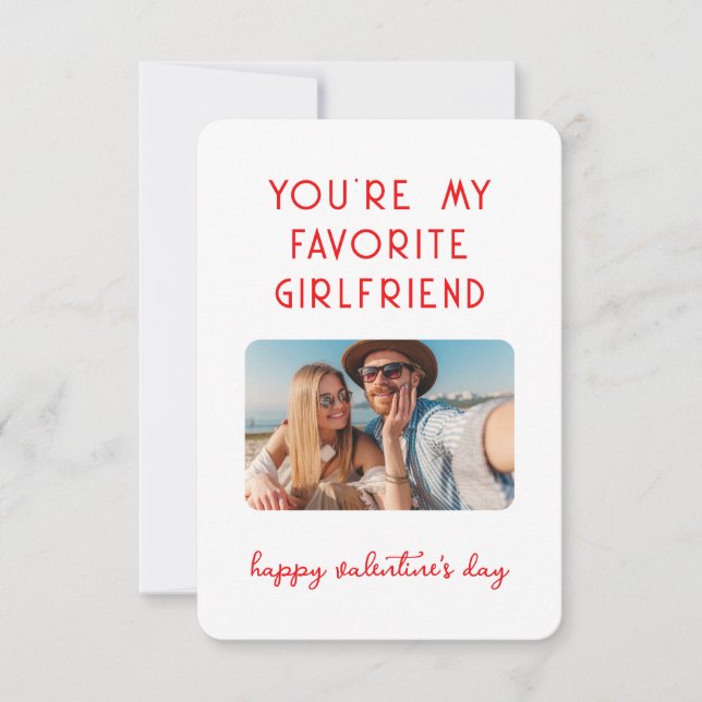 Valentines Day Photo You're My Favorite Girlfriend Note Card (Front)