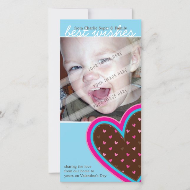 VALENTINE'S DAY PHOTOCARD :: funky hearts 10P Holiday Card (Front)