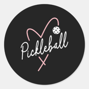 Valentines Day Pickleball Heart Funny Heart Shape Classic Round Sticker
