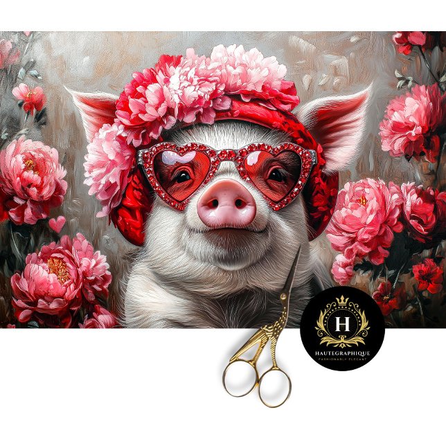 Valentines Day Pig Decoupage Tissue Paper (Creator Uploaded)