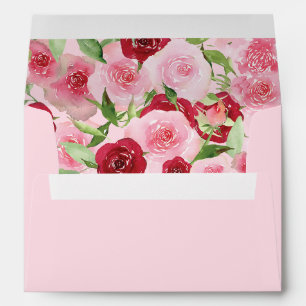 Valentine's Day Pink and Red Floral Envelope