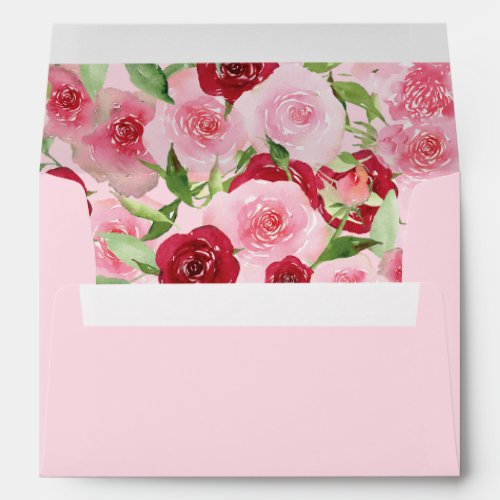 Valentines Day Pink and Red Floral  Envelope