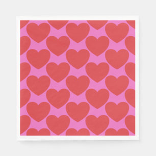 Valentine's Day Pink and Red Heart Pattern Party Napkins