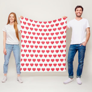 Valentines Day Pink and Red Hearts Fleece Blanket