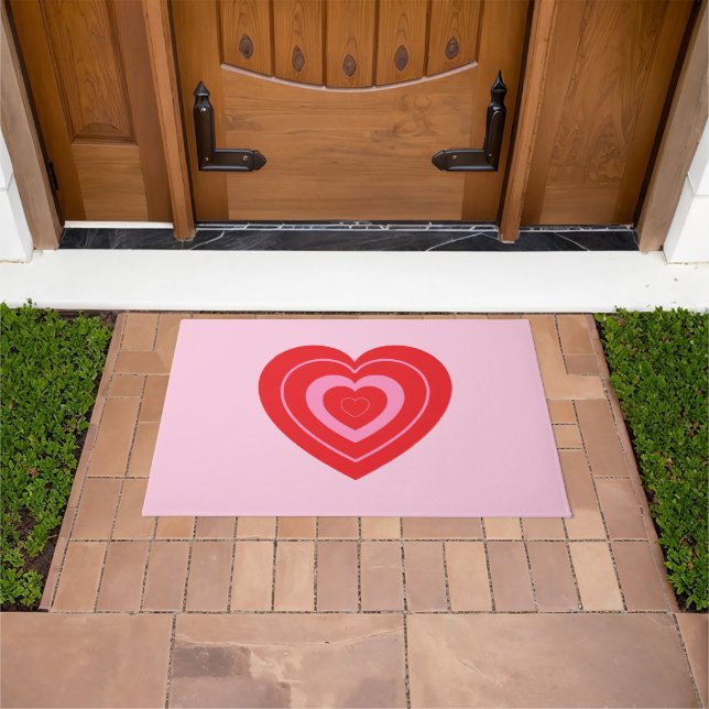 Valentines Day Pink and Red Two Toned Heart Doormat (Outdoor)