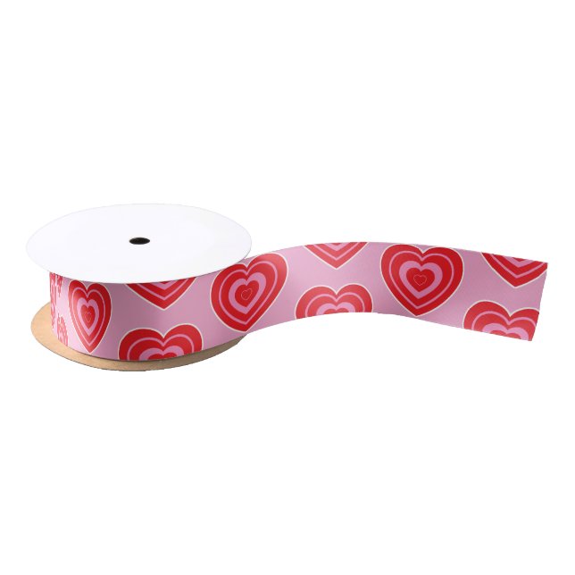 Valentines Day Pink and Red Two Toned Heart Satin Ribbon (Spool)