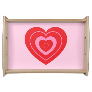 Valentines Day Pink and Red Two Toned Heart Serving Tray