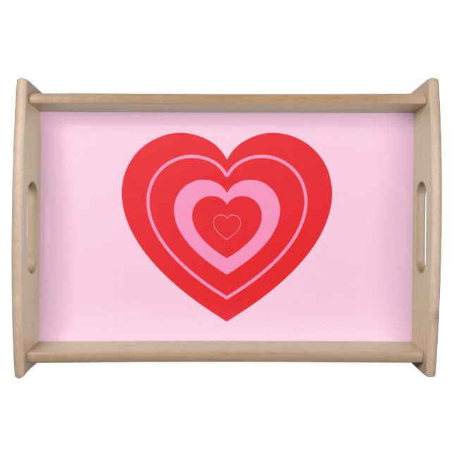 Valentines Day Pink and Red Two Toned Heart Serving Tray (Front)