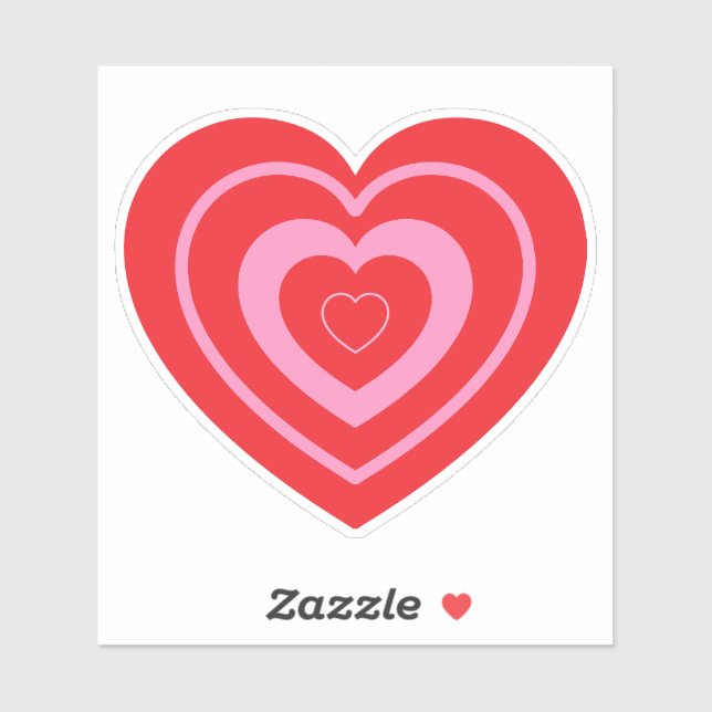 Valentines Day Pink and Red Two Toned Heart Sticker (Sheet)