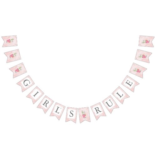 Valentines Day Pink Girls Rule Heart Cactus Bunting Flags