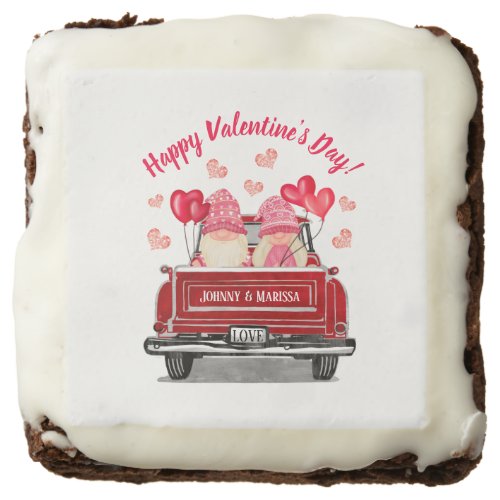 Valentines Day Pink Gnome Vintage Red Truck Love Brownie