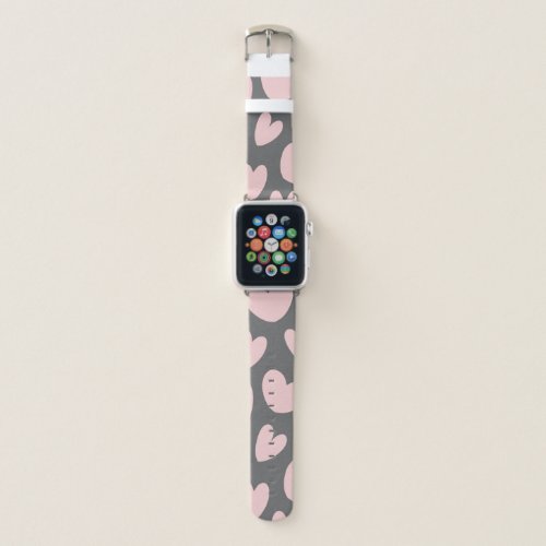 Valentines Day Pink Gray Romantic Hearts Apple Watch Band