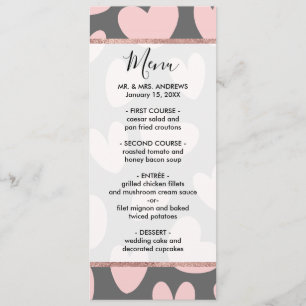Valentine's Day Pink Gray Romantic Hearts Menu