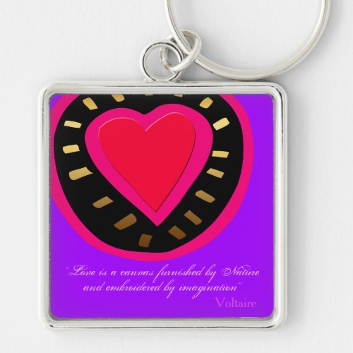 Valentines Day Pink Heart 3 Choose Color Quote KC Keychain