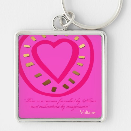 Valentines Day Pink Heart Choose Color Quote KeyC Keychain