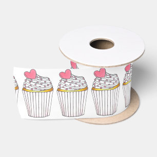 Valentine's Day Pink Heart Cupcake Sprinkles Love Satin Ribbon