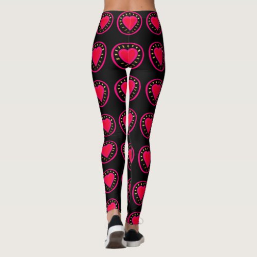 Valentines Day Pink Heart in relief Yoga Leggings