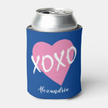 Valentine's Day Pink Heart Kisses Hugs XOXO Blue