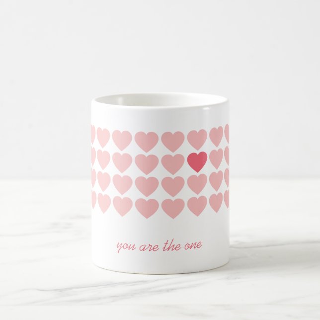 Valentine's Day Pink Heart Pattern Personalized Coffee Mug (Center)