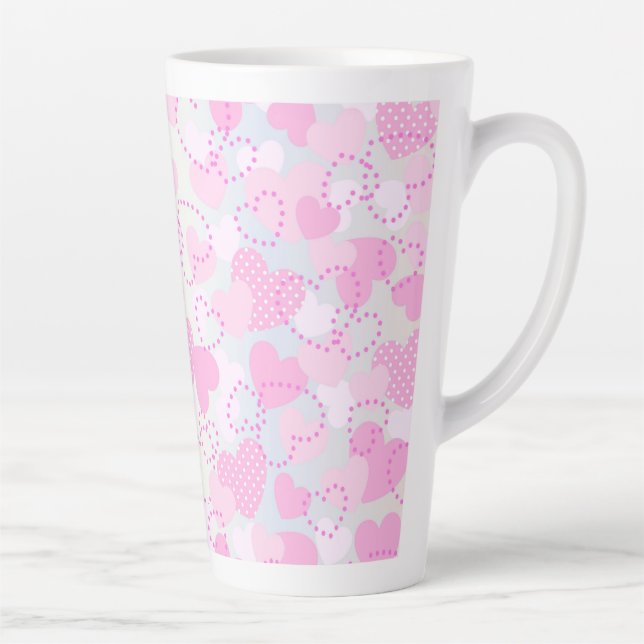 Valentine's Day Pink Hearts Background-38923 Latte Mug (Right)