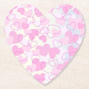 Valentine's Day Pink Hearts Background-38923 Paper Coaster