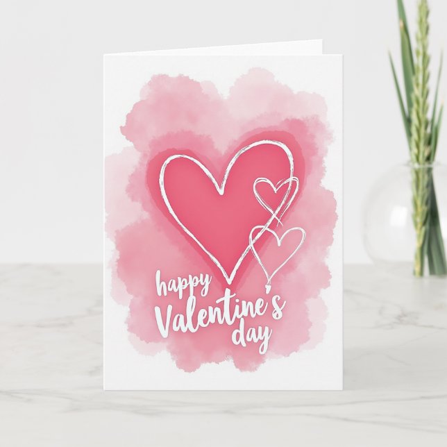 Valentines Day Pink Hearts Card (Front)