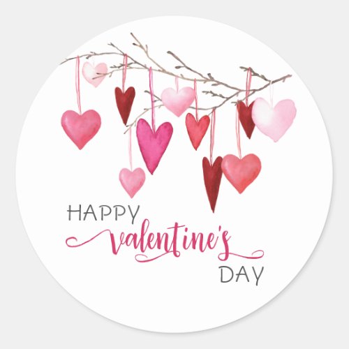 Valentines Day Pink Hearts Classic Round Sticker