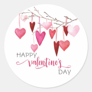 Valentine's Day Pink Hearts Classic Round Sticker