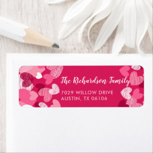 Valentine's Day Pink Hearts Custom Return Address Label
