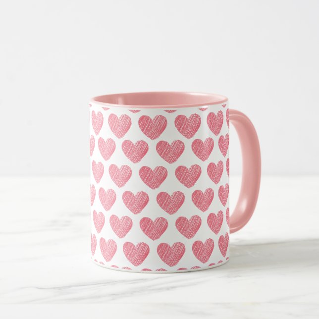 Valentines day pink hearts Gift Mug (Front Right)