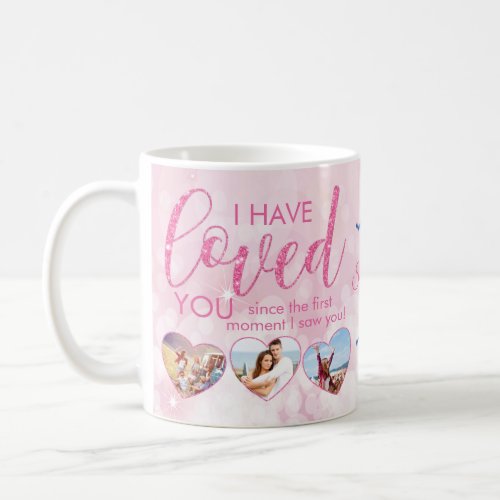 Valentines Day Pink Loved Heart Photo Collage Coffee Mug