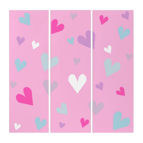 valentines day pink pastel hearts  triptych