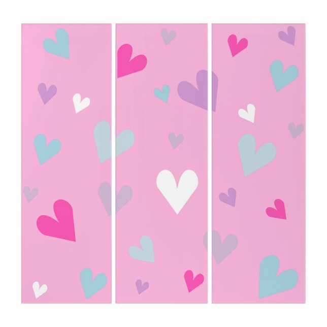 valentines day pink pastel hearts  triptych (Front)